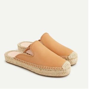 J Crew tan leather espadrille mules Sz 10 NWT